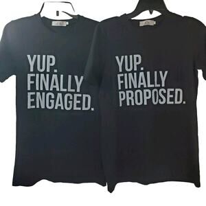 Couples Choices Proposed/Engaged Shirt Lot Of Two Adult's Small Black Party Top